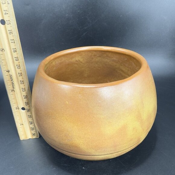 Vintage Footed Flower Pot Planter Bowl Pottery Brown Glaze MCM Decorative Decor - Picture 4 of 14